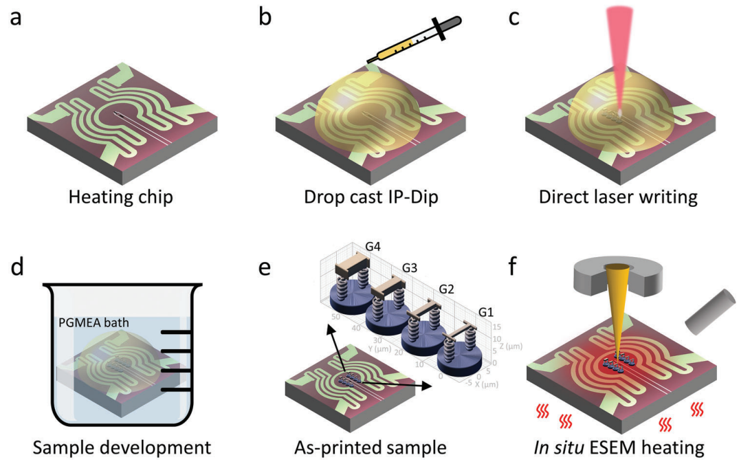 In Situ Pyrolysis of 3D Printed Building Blocks for Functional Nanoscale Metamaterials